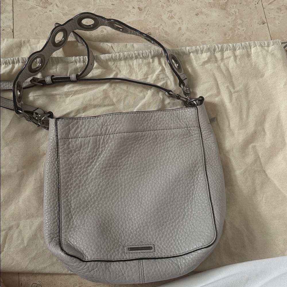 Rebecca Minkoff Pebbled Gray Leather Shoulder Bag